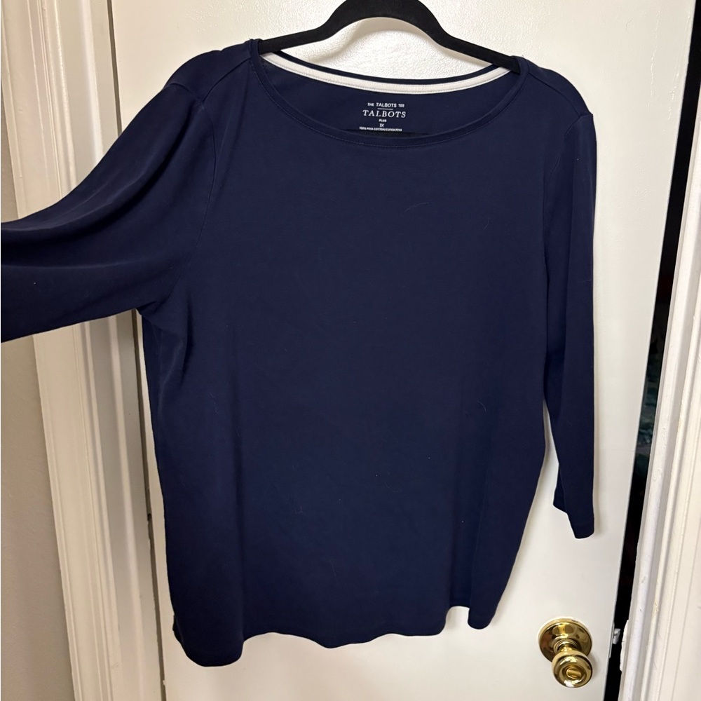 Talbots Women's Classic Navy Blouse - Picture 3 of 4